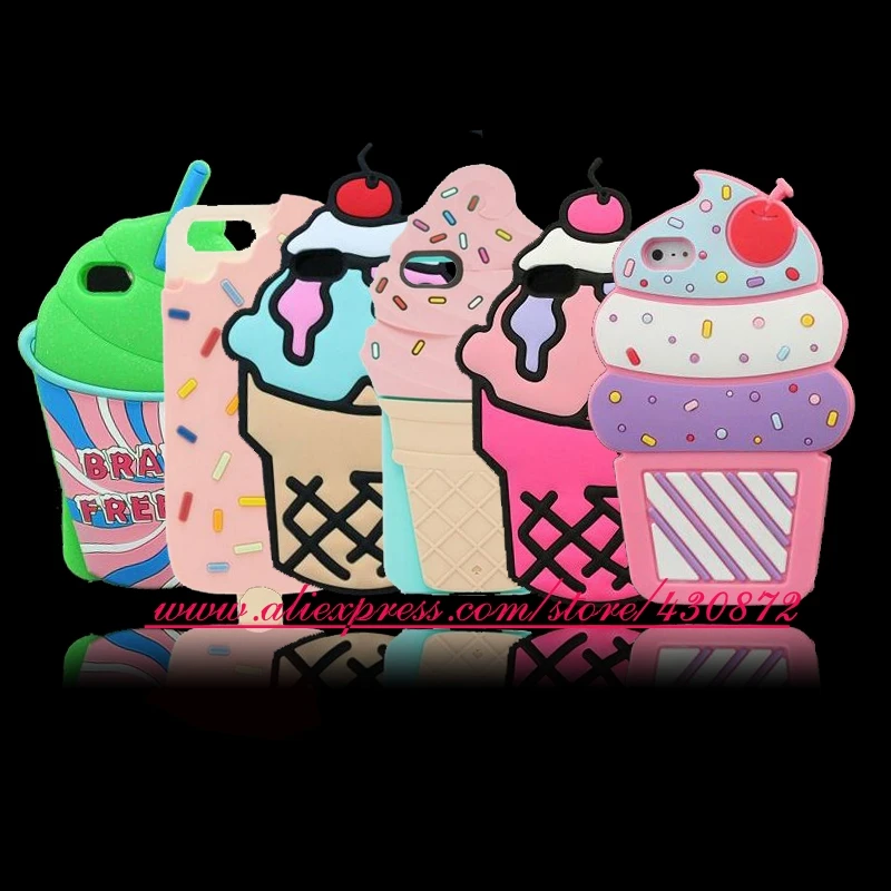 

For iphone 6 6S Case HOT 3D Silicon Cupcake Ice Cream Style Cute Soft Cell Phone Back Skin Cover Case for iphone 6 6S 4.7 inch