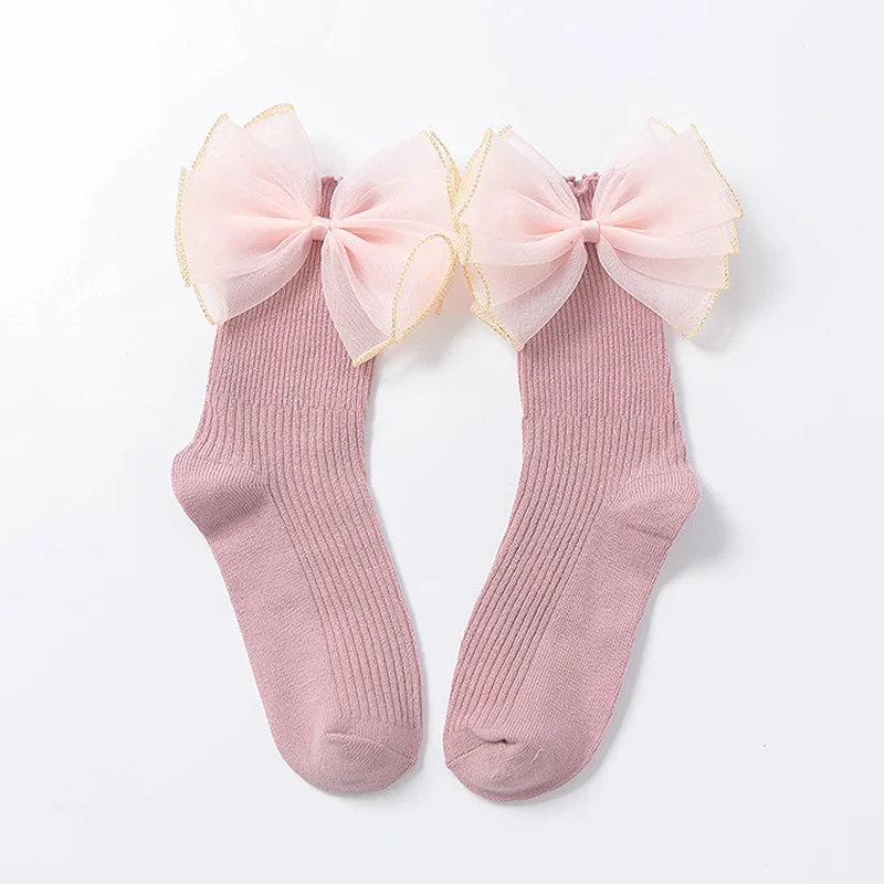 Модные милые с большим бантом короткие носки для девочек удобные принцессы детские носки хлопок сладкий кружева дети Новые носки для