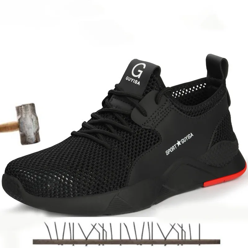 

Mens Steel Toe Work Shoes Fashion Casual Breathable Outdoor Sneakers Puncture Proof Boots Comfortable Industrial Safety Shoe Men