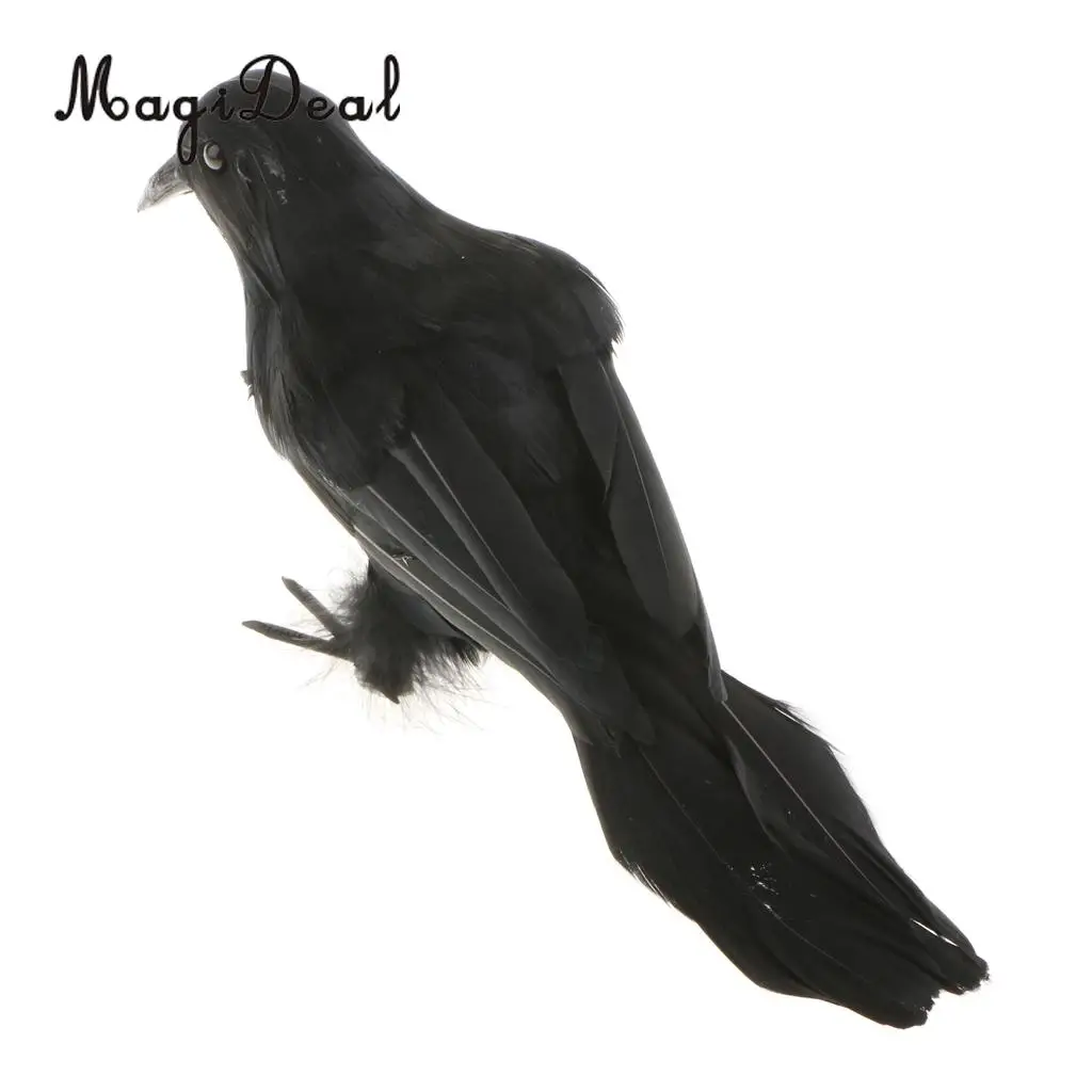 Lifelike Size Full Body Halloween Decoration Bird Fake Black Feathered Crows Ravens Indoor Outdoor Holiday Decor Ornament