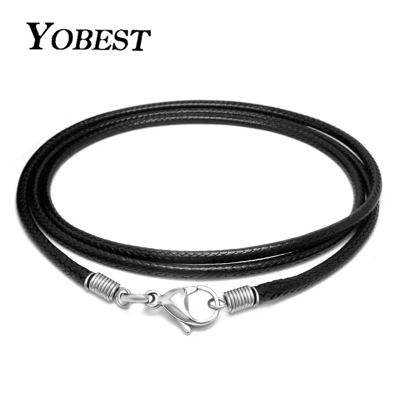 

YOBEST New Stainless steel Men Necklaces Black wax rope Trendy Chain Necklaces