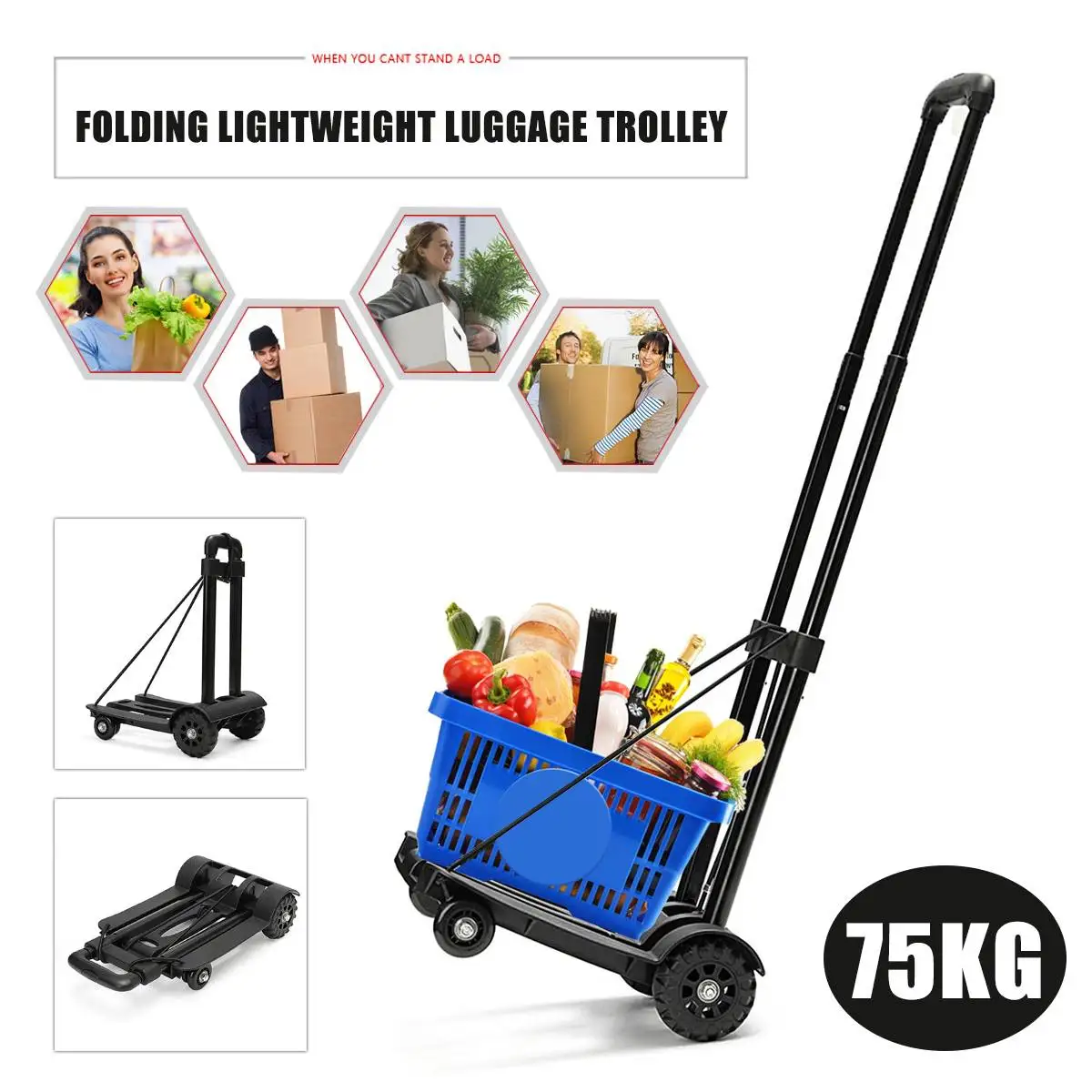 

Telescopic folding grocery shopping cart trolley Iron Alloy universal wheel shopping cart travel bag shopping bag