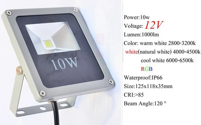 12 вольт 10 Вт 20 Вт 30 Вт 50 Вт RGB LED прожектор Водонепроницаемый Светодиодный прожектор напольный наружное освещение теплый/холодный белый