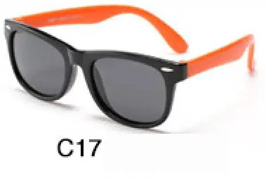 От 3 до 12 лет очки детские квадратная силиконовая форма рамки риса дизайн ногтей Модные поляризованные солнцезащитные очки для мальчиков и девочек, UV400 в 23 цветах - Цвет линз: 17