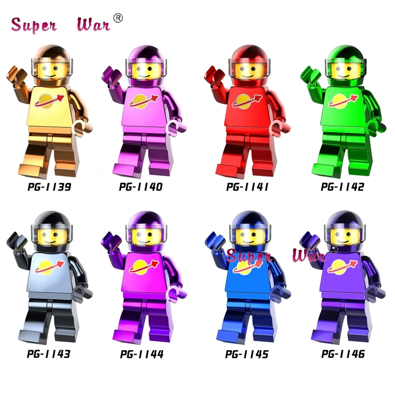 

Single super hero Astronaut Space Man Chrom Golden Series building blocks sets model bricks toys for children