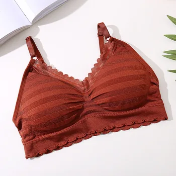 

Sexy Bra Women Lace Striped Bralette Lingerie Underwear Wireless Padded Seamless Bra Ultra Strap Padded Bras for Women