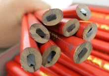 

standard pencils HB wood black carpenter pencil flat Elliptical pencil