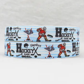 

Q&N ribbon 7/8inch 22mm 160912030 hockey printed grosgrain ribbon webbing 50yards/roll for hair tie free shipping