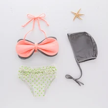 Купальные костюмы для девочек, 3 предмета, большие купальные костюмы с бантом, одежда для купания для малышей, камуфляжная одежда для плавания, милый детский купальный костюм, купальный костюм