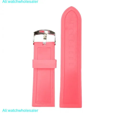 24mm Charming Pink Silicone Jelly Rubber Ladies Watch Band Straps WB1054O24JB