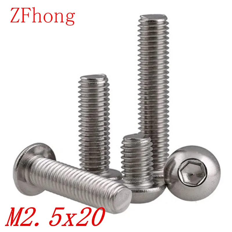 1000pcs M2 5 20 M2 5 X 20 Iso7380 Stainless Steel 304 Hex Socket Button 