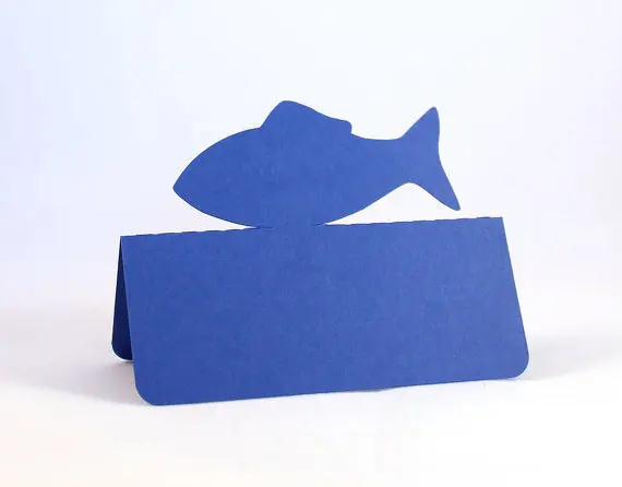 Fish shape tent place cards ocean Wedding bridal baby shower Party Anniversary Seating  table number name Tented Escort Card