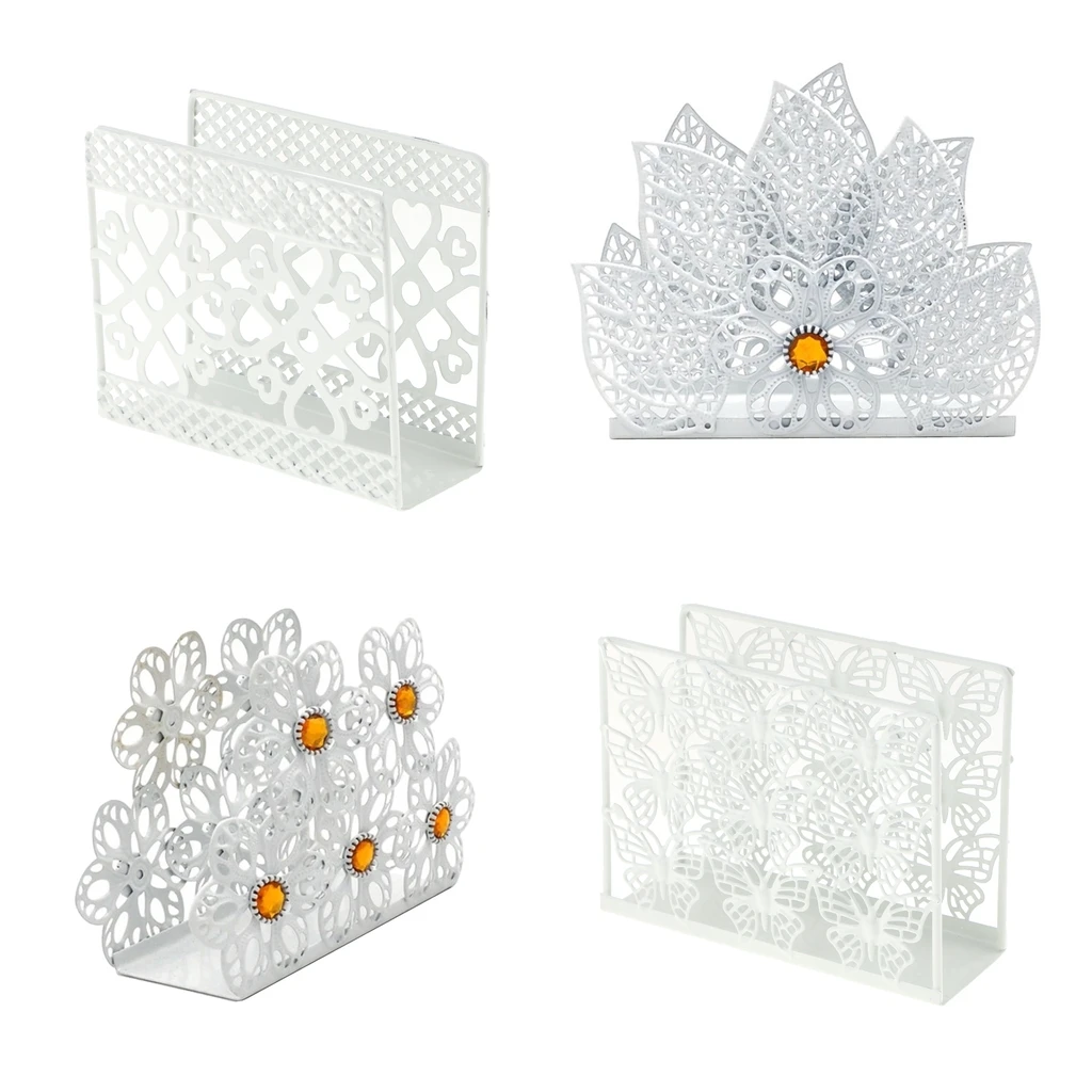 Hollow Out Design Stainless Steel Napkin Holder Paper Dispenser Tissue Rack for Wedding Party Dining Table Decoration