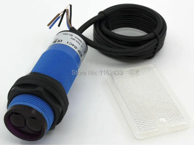 

E3F-R4C1 M30 4m sensing DC 6-36V NPN NO retroreflective photoelectric switch sensor with reflector