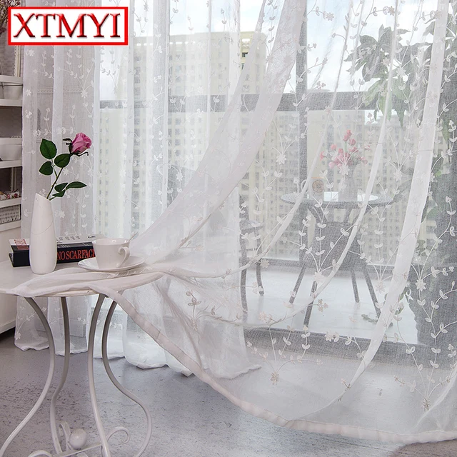 Cheap Pastoral embroidered linen curtains for living room white tulle curtains Sheer Volie Window Bedroom Lace Curtains Fabrics Drapes Cheap Pastoral embroidered linen curtains for living room white tulle curtains Sheer Volie Window Bedroom Lace Curtains Fabrics Drapes