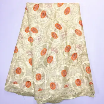 

Swiss Cotton Lace Heavy Swiss Voile Lace Fabric in Switzerland with Stones Embroidery Cotton Lace for Lady -X