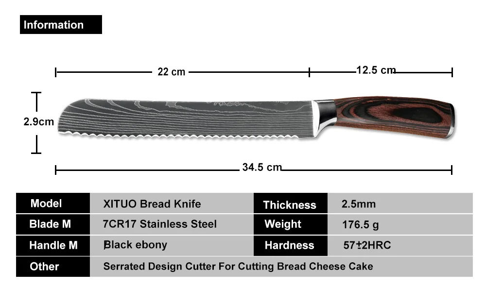 XITUO" 8" " 5" 3," дюймов Набор ножей шеф-повара для нарезки овощей хлеба Santoku ножи для очистки овощей 6 шт. кухонный нож Мясник инструменты дерево