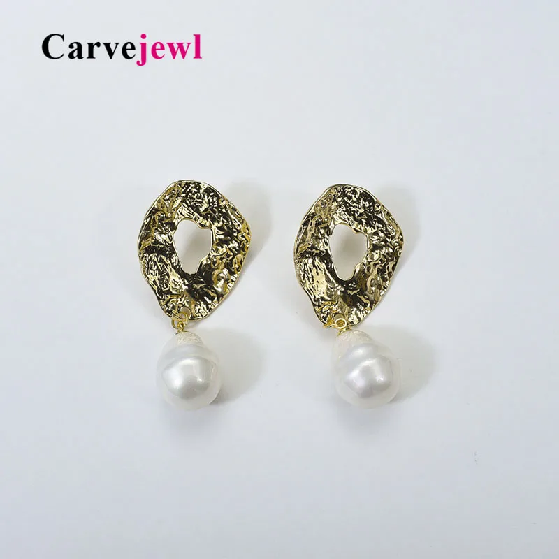 Женские серьги-подвески с искусственным жемчугом Carvejewl металлические массивные
