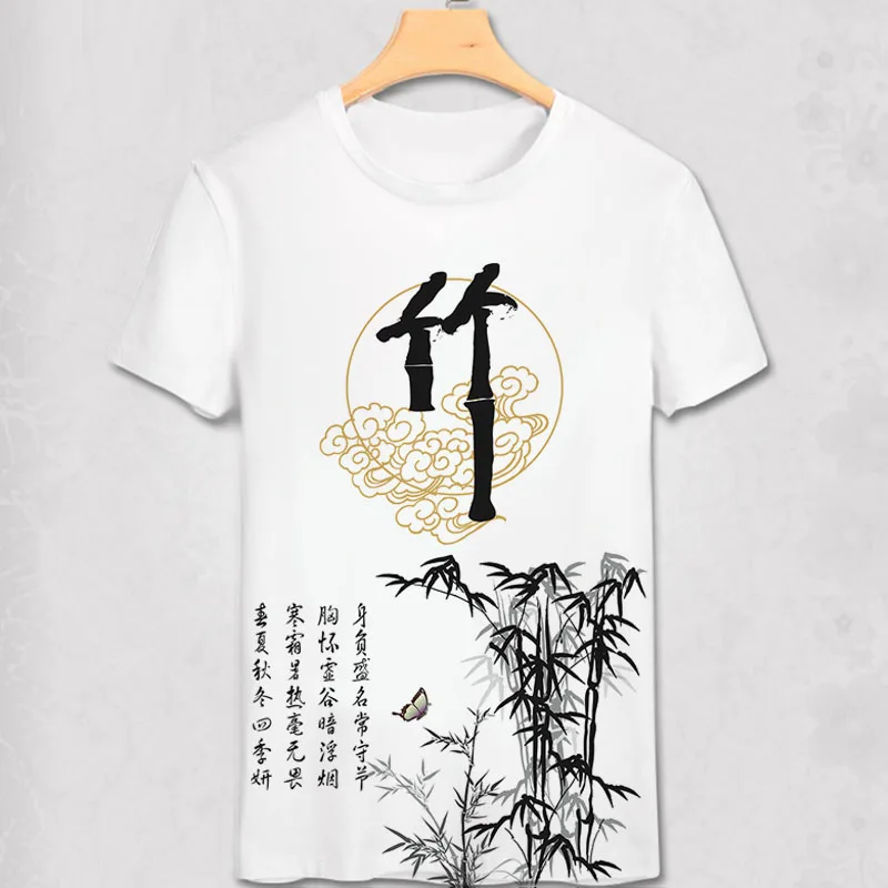 

2017 brand summer men t-shirt china style tshirt men fitness Chrysanthemum orchid Bamboo club pretty print unique t shirt tee