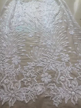 

sequins African Lace Fabric for Wedding L-42913 French Nigerian sequins Embroidered lace fabric