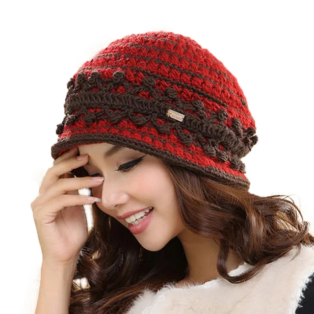Winter Wool Warm Hat Short Brim Casual Caps For Women 1