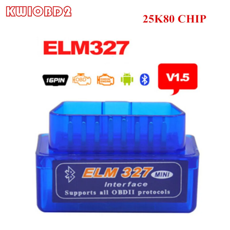 Мини ELM327 Bluetooth с чипом 25K80 V1.5 для Android Torque/ПК включая все протоколы OBDII ELM 327 V2.1 OBD2 |