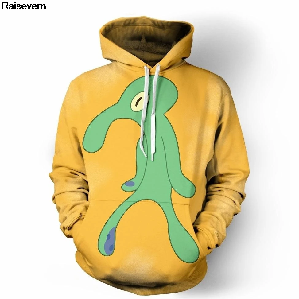 Bold Brash Squidward Hoodie Men Women 2018 Spring Autumn Long Sleeve Pullover Hoody Tops All Over Printed 3D Hoodies Sweatshirts