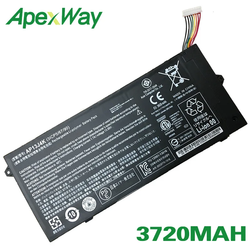 ApexWay 11.4V 3720mAh AP13J3K AP13J4K For Acer Chromebook C720 C720P 11 C740 series ApexWay 11.4V 3720mAh AP13J3K AP13J4K For Acer Chromebook C720 C720P 11 C740 series