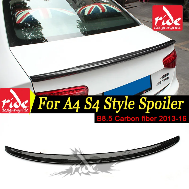 

For Audi A4 A4a A4Q Spoiler B8.5 S4 Style Carbon Fiber rear spoiler Rear trunk Lid Boot Lip wing car styling Decoration 2013-16