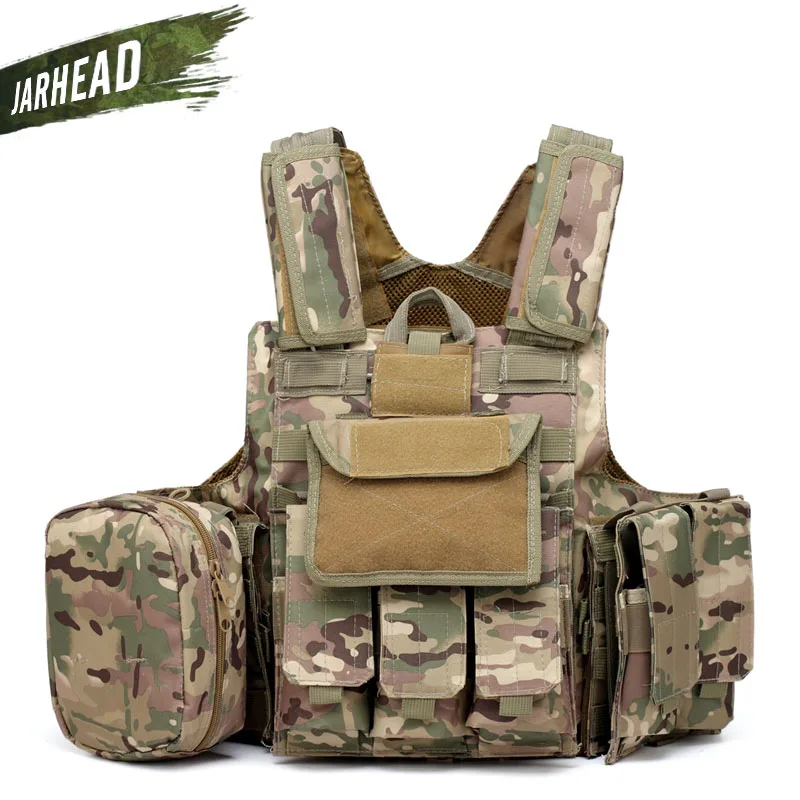  Outdoor CS Vest Military Equipment 600D Nylon Camouflage Hunting Tactical Vest Molle Waistcoat Comb
