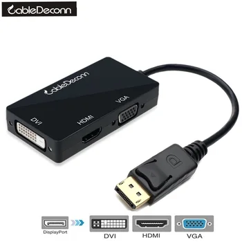 

200PCS/LOT CableDeconn Multi-Function Displayport Dp to Hdmi/Dvi/Vga Male to Female 3-in-1 Adapter Converter Cable