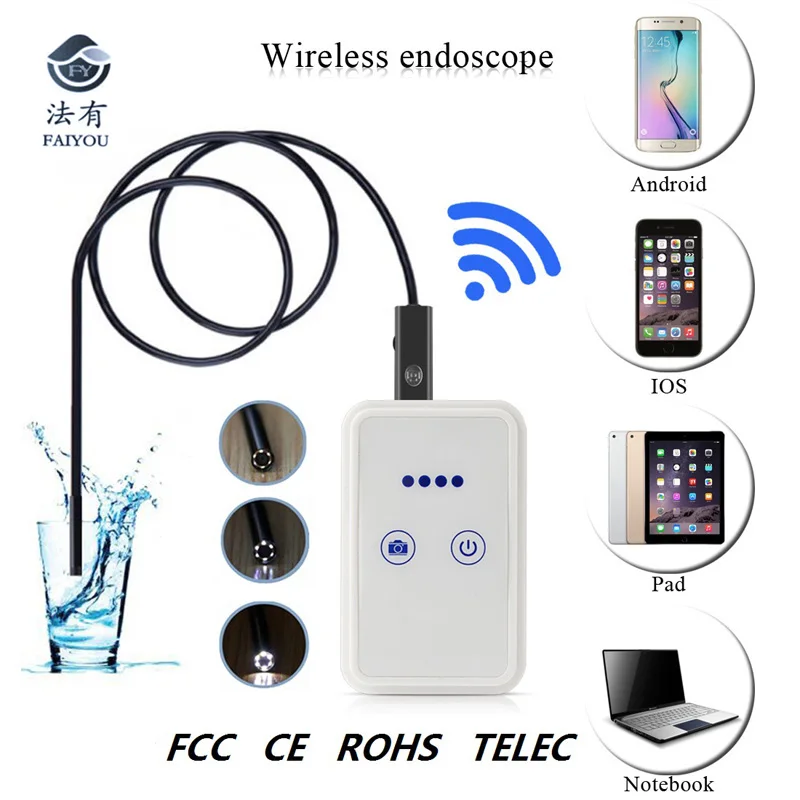 

Upgrated WIFI 5.5mm Diameter USB Endoscope Camera Lens Waterproof With 6 LED Bright Lights Suupport Android or IOS Phone PC