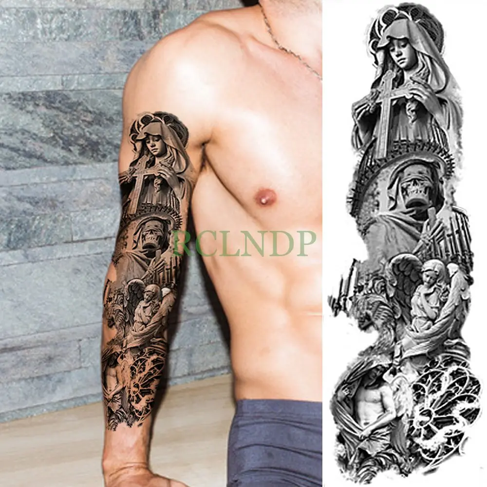 Водонепроницаемый временная татуировка наклейка полный рукав большой размер робот татуировки на руке флэш-тату краска для тела поддельные татуировки для мужчин и женщин 19 - Цвет: Сливовый