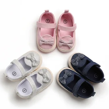 

Canvas infant girl baby soft bottom first walker infant bow newborn shoes soft soles slip baby toddler shoes