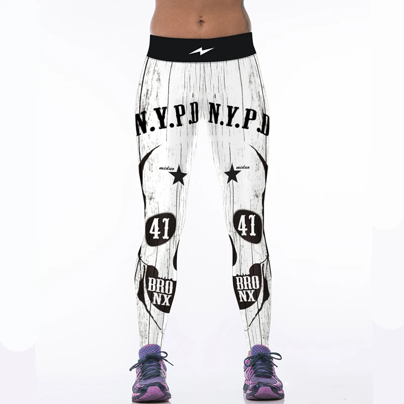 

High Waist Women Yoga Pants Elastic Sport Legging Fitness Capris Skull/Letter 3D Print Quick Dry Sweatpants Running Gym Jeggings