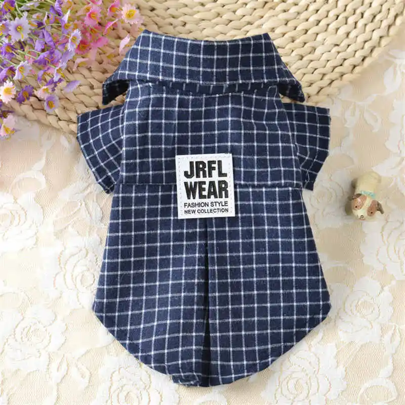 New Design Summer Plaids Grid Checker Pet Dog Puppy Shirts lapels Coat Clothes For Classic Small Dogs T-shirt Vest Pets Apparel7