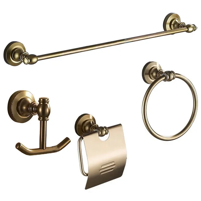 

4 Pcs European Vatinge Aluminum House Bathroom Hardware Bath Decorative Accessories Sets With Towel Bar Ring Hooks