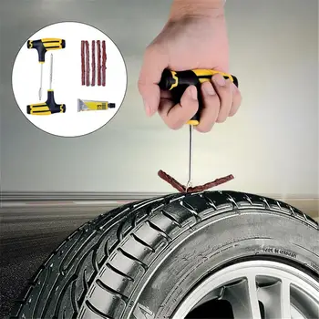 

Car Tire Repair Tool Kit For Tubeless Emergency Tyre Fast Puncture Plug Repair Block Air Leaking For Car Truck Moto Bike