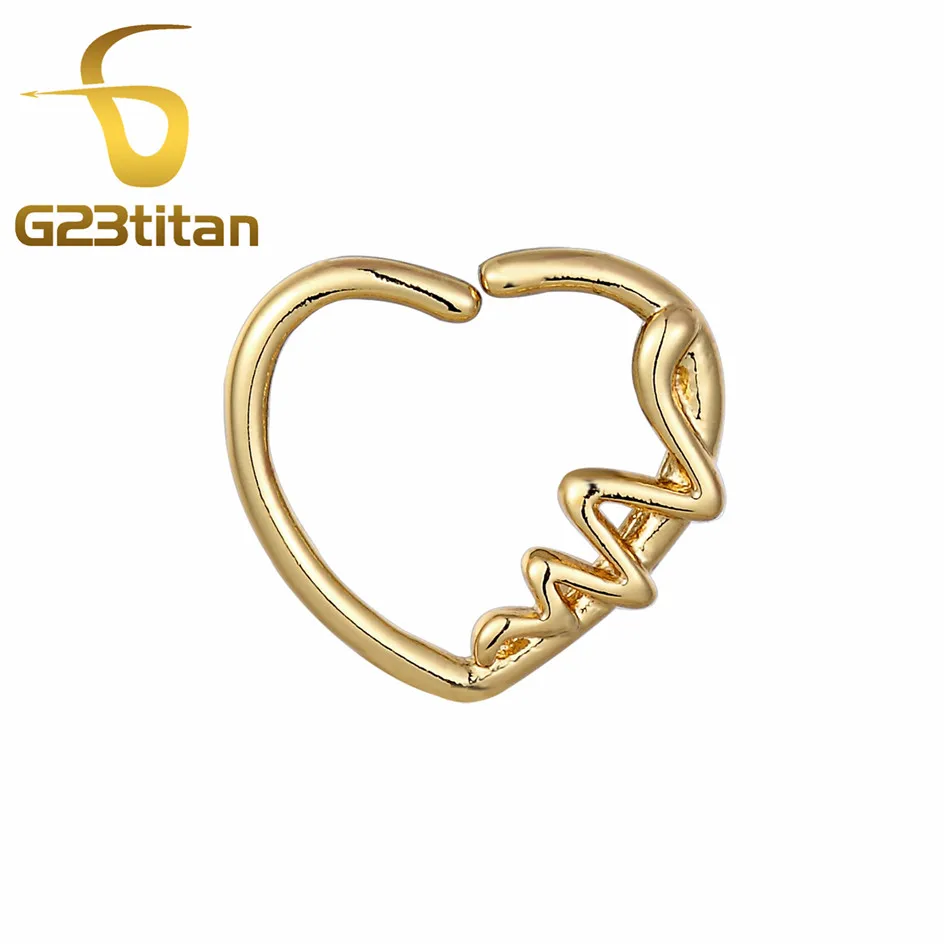 Ear Daith Piercing G23titan Серебро Любовь Сердце Стиль уха Daith пирсинг Кольца Кристалл Спиральные серьги имитация пирсинга перегородка кольцо в нос ювелирные изделия для тела - Окраска металла: Ear Daith Piercing