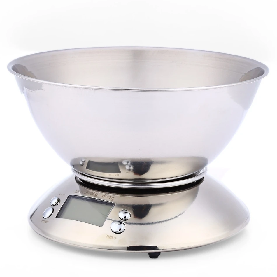 Кухонные весы из нержавеющей стали 5 кг/1 г Электронные весы кухонные точные цифровые весы с чашей инструмент для приготовления пищи