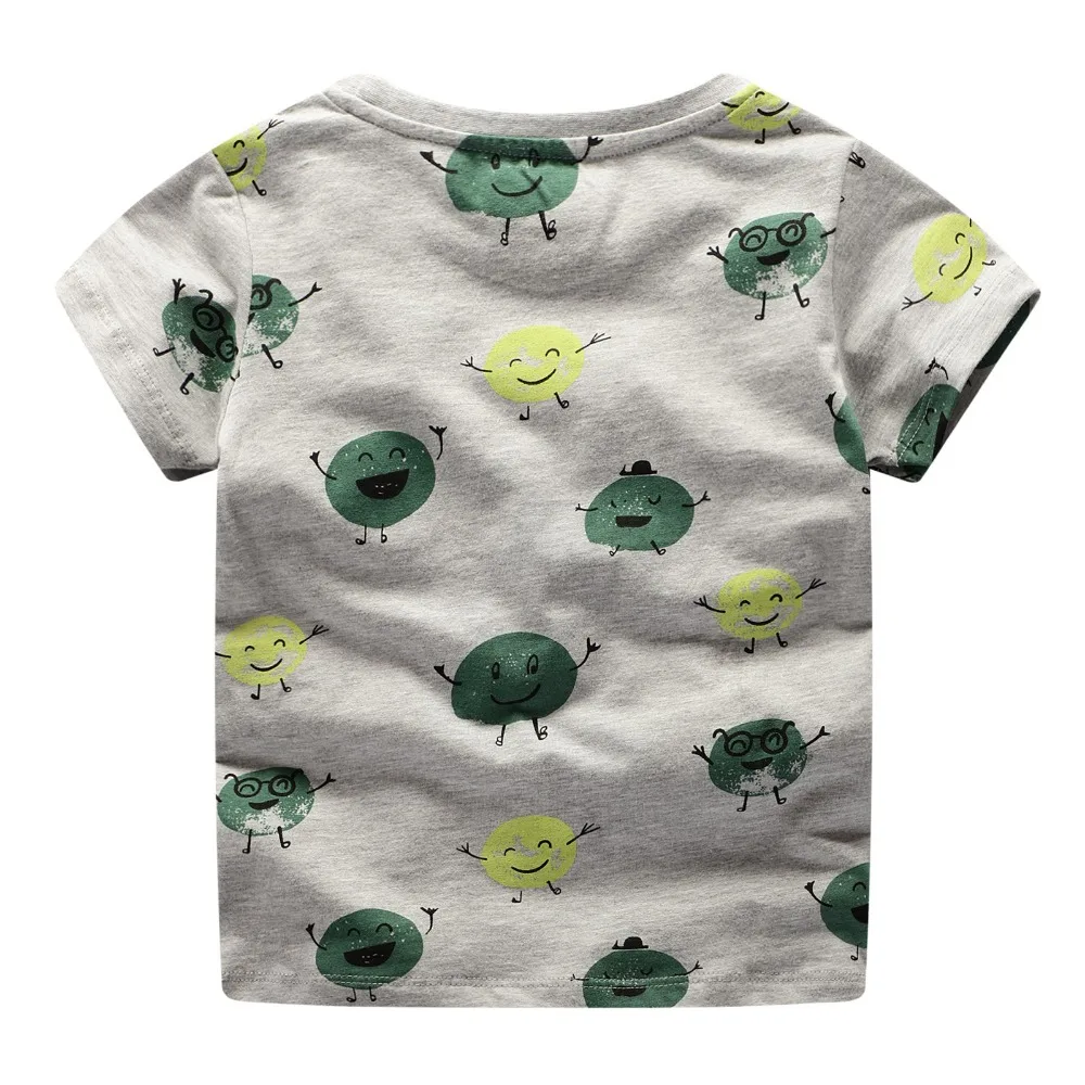 Новинка года, брендовая летняя одежда для маленьких мальчиков футболка с короткими рукавами и круглым вырезом брендовые футболки из чистого хлопка с рисунком динозавра и машины