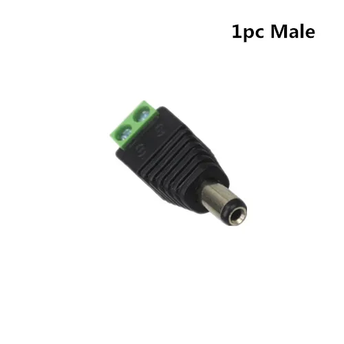 Мужской женский 5,5x2,1 мм DC Мощность 12V 24V Jack адаптер Разъем CCTV - Цвет: 1PC Male