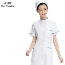 Женская летняя медицинская Униформа с короткими рукавами и круглым вырезом, униформа для салона красоты, костюм медика, униформа для медсестры, облегающая одежда для стоматологической клиники