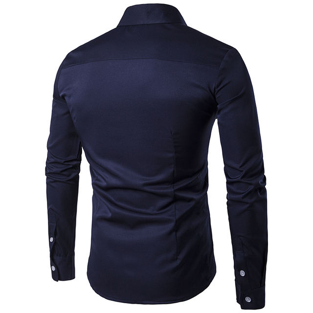 2019 Men Casual Long Sleeved Shirts New Summer Fashion shirt Male Clothes Slim Fit embroidery pattern Cotton shirt EU size