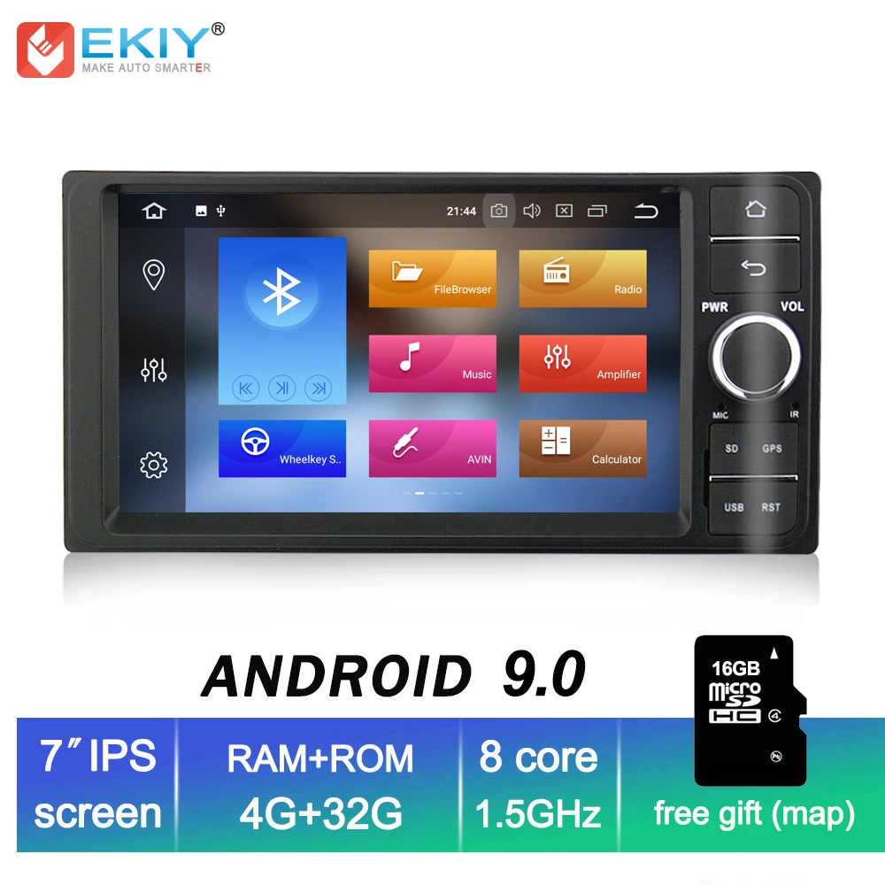 EKIY 7'' IPS 2 Din Android 9.0 Car GPS Multimedia Player Universal For Toyota Corolla Hilux Camry Prado Autoradio 8 Cores 4G 32G