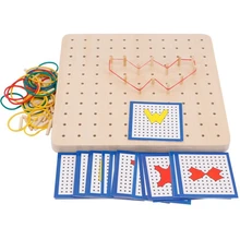 Baby Toy Montessori Rubber Tie Nail Boards With Cards Childhood Education Preschool Kids