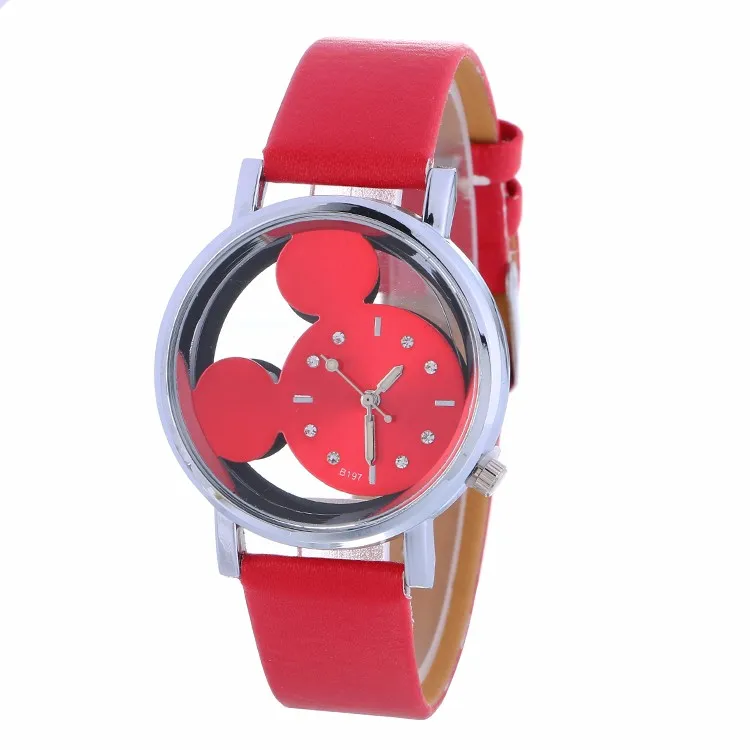 100 шт/лот 918041 модные новые серебряные часы с Микки Маусом полые двойное обертывание кварцевые повседневные часы для унисекс наручные часы торговля