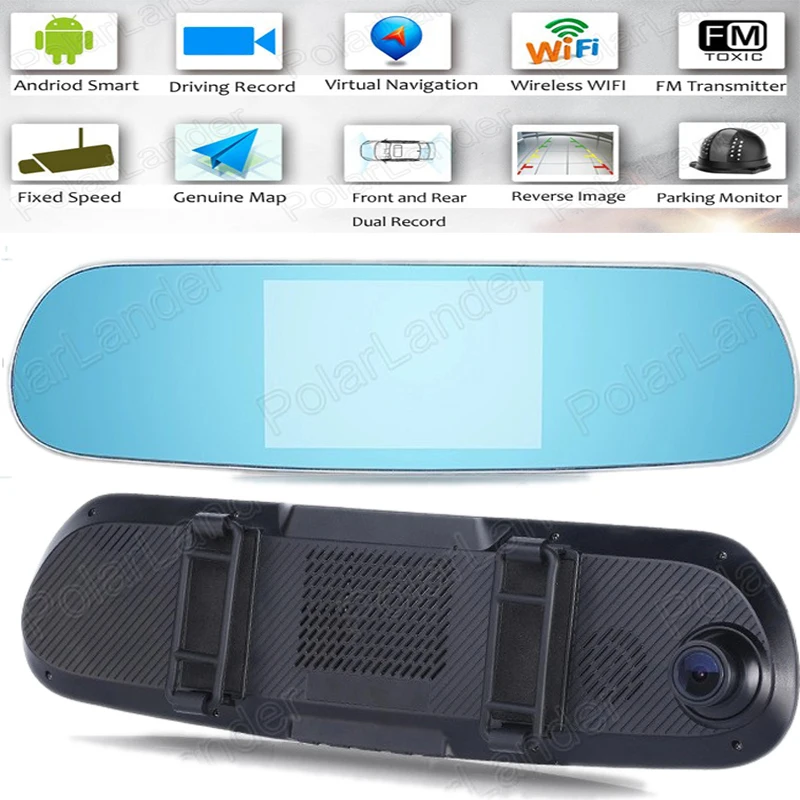 

Car Digital Video Registrator 5 inch dual-lens mirror Adroid GPS WIFI 1080P Car Camera Rearview Mirror Car DVR