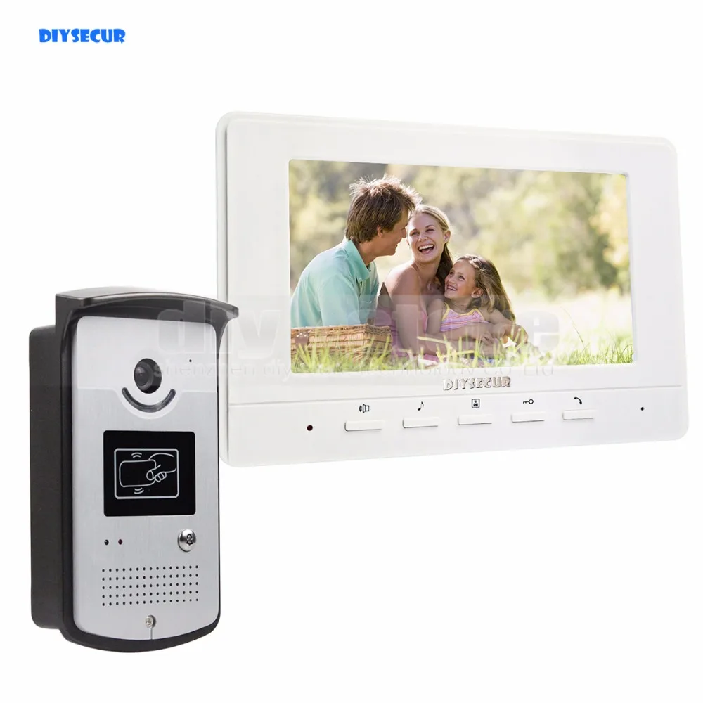

DIYSECUR 7 inch Wired Video Door Phone Doorbell Home Security Intercom System RFID Camera LED Night Vision White