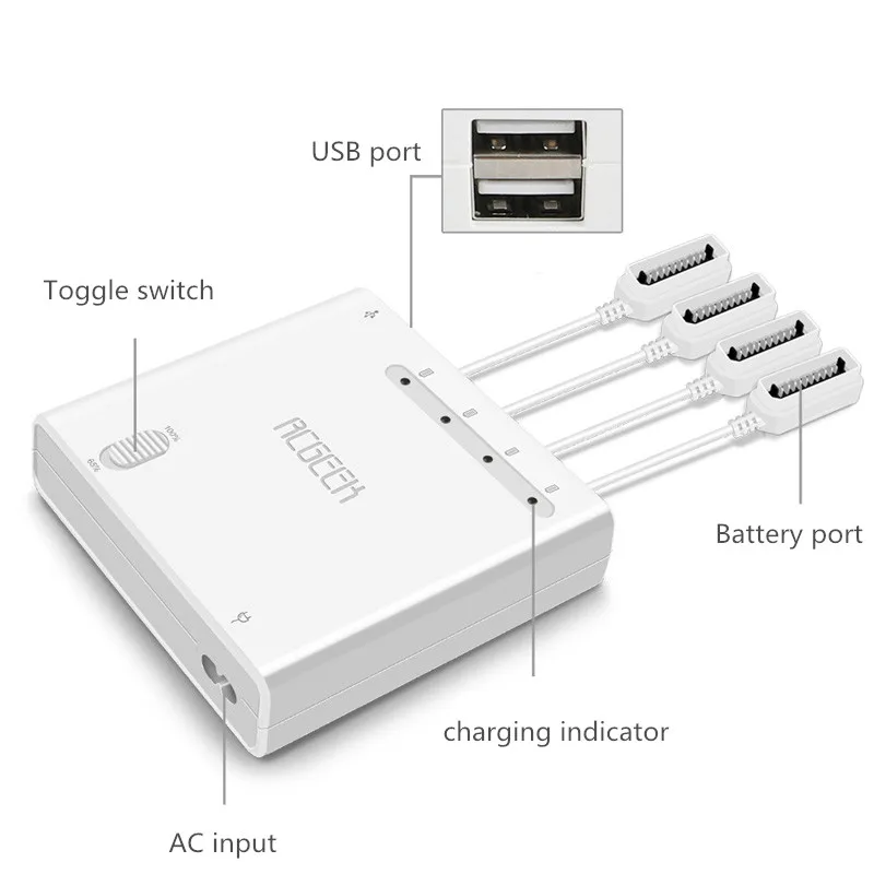 

6 in 1 charger 4 battery port + 2 USB port charger remote control Mobile phone tablet charging for DJI mavic 2 pro zoom drone